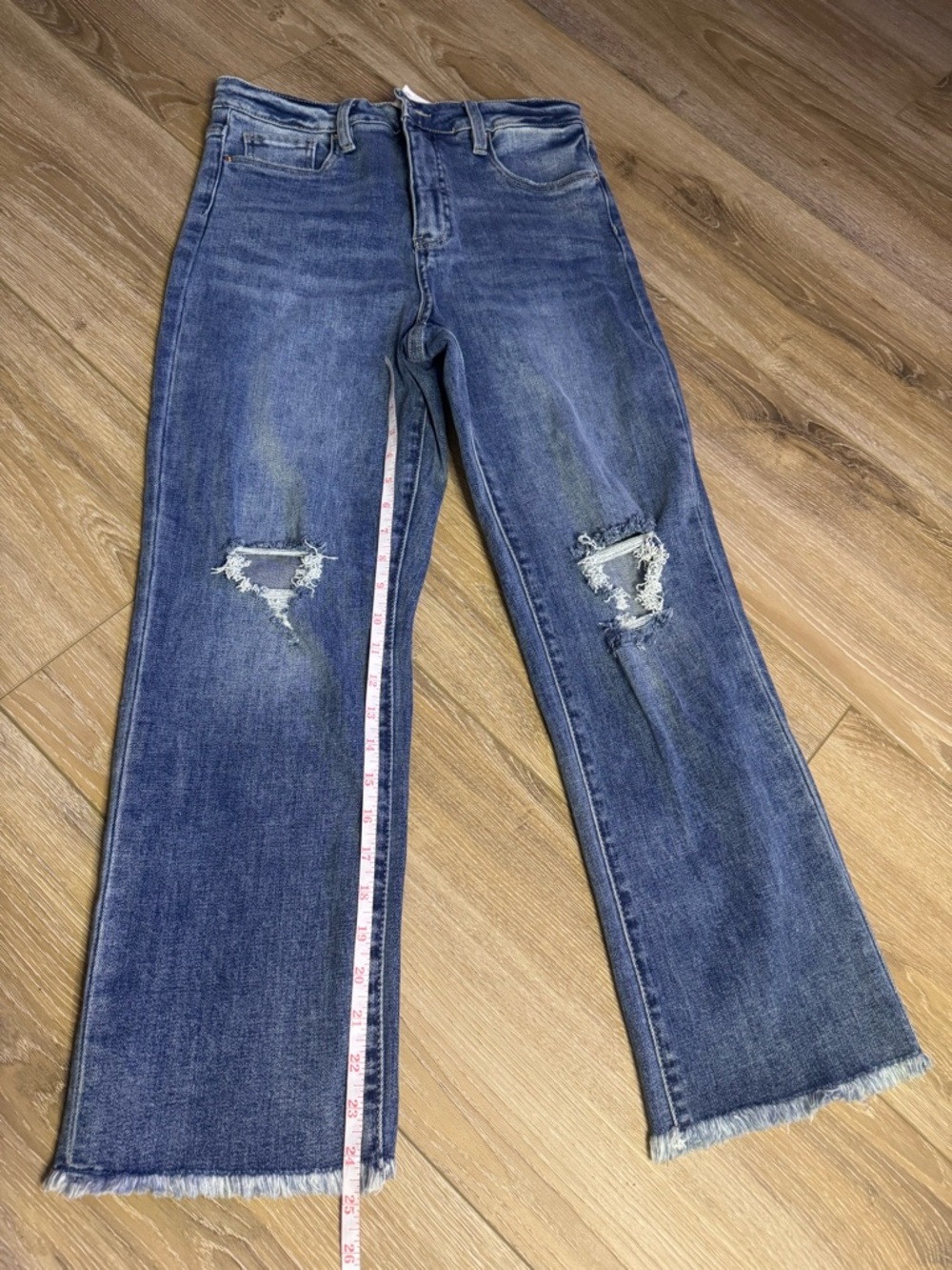 Women's juniors RFM Distressed Blue High-Rise Straight Jeans Size 5 27 NWOT